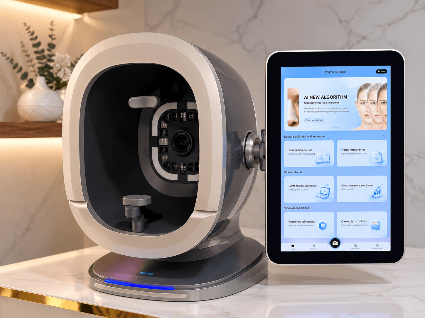 Scanner facial utilizado durante la valoración de la piel